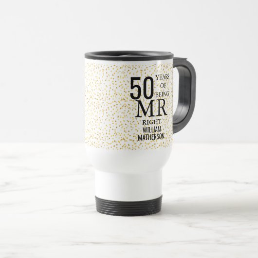 Mug De Voyage M. Right Fun Golden 50th Anniversary (Devant droit)