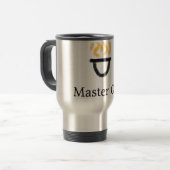 Mug De Voyage Maître chef ajouter nom poêle noir jaune feu de fu (Devant gauche)