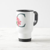 Mug De Voyage Majuscule C monogramme floral (Devant droit)