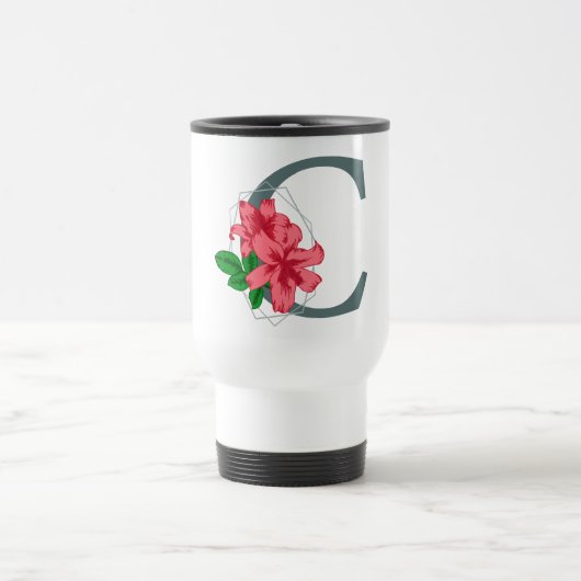 Mug De Voyage Majuscule C monogramme floral (Centre)