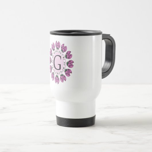Mug De Voyage Majuscule G monogramme floral (Devant droit)