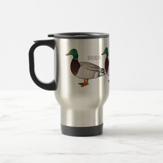 Mug De Voyage Mallard duck cartoon illustration  (Gauche)
