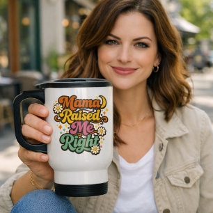 Mug De Voyage Mama M'a Élevé Correctement – Typographie Rétro Gr