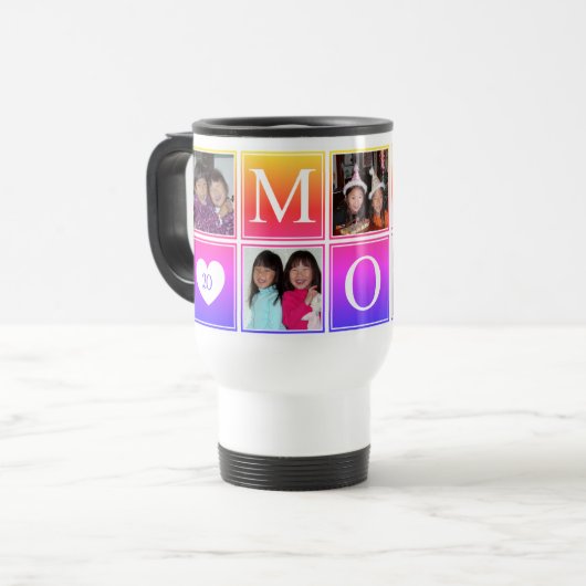 Mug De Voyage Maman Cinq Photo Custom Ombre Collage (Devant gauche)