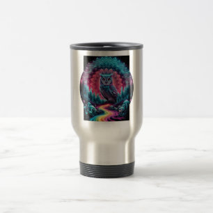 Mug De Voyage Mandala de hibou psychédélique - Art forestier tri