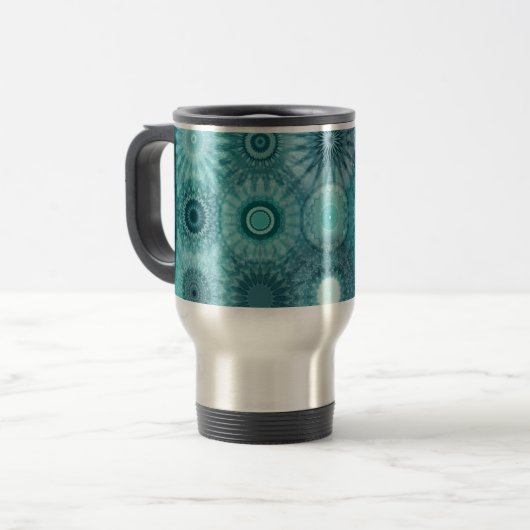 Mug De Voyage Mandalas Bleus Motif Orné Abstrait (Devant gauche)