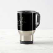 Mug De Voyage Mariage élégant gris noir de monogramme (Devant droit)