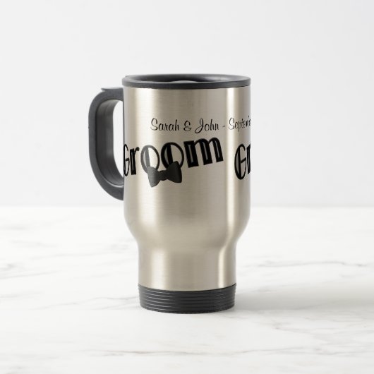 Mug De Voyage Mariage personnalisé Groom (Devant gauche)