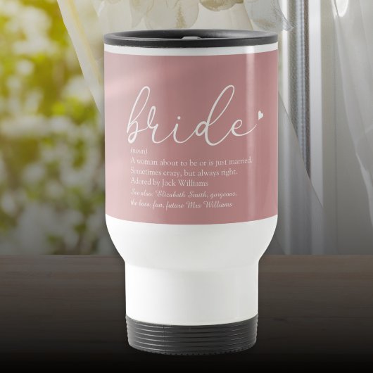 Mug De Voyage Mariée de Script Définition Bridal Shower Mariage