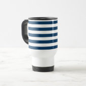 Mug De Voyage Marine Blue Stripes, Motif rayé, Votre nom (Devant gauche)