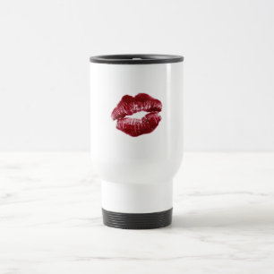 Mug De Voyage Marque de baiser aux lèvres rouges en acier inoxyd