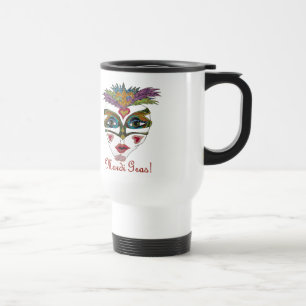 Mug De Voyage Masque à plumes pailleté de Mardi Gras coloré