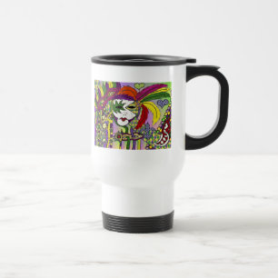 Mug De Voyage Masques à plumes de Mardi Gras psychédéliques Cade