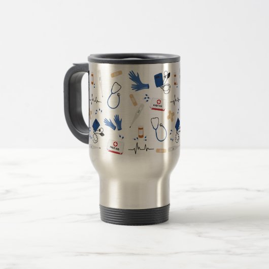 Mug De Voyage Médecin Médicale moderne Motif infirmière (Devant gauche)
