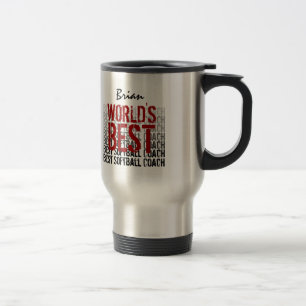 Mug De Voyage Meilleur entraîneur de softball du monde Nom perso