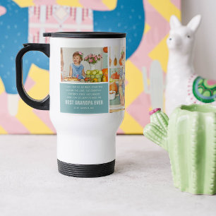 Mug De Voyage Meilleur Grand-Père   Collage photo couleur bloc