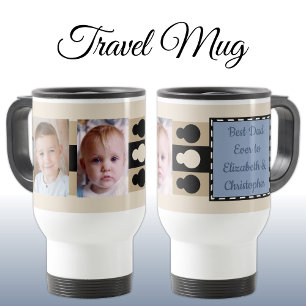 Mug De Voyage Meilleur papa jamais avec photos noms bleu brun
