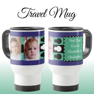 Mug De Voyage Meilleur papa jamais avec photos noms violet vert