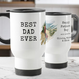 Mug De Voyage Meilleur Papa Jamais Brush Stroke Photo