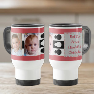 Mug De Voyage Meilleur papa qui soit avec des photos noms rouge