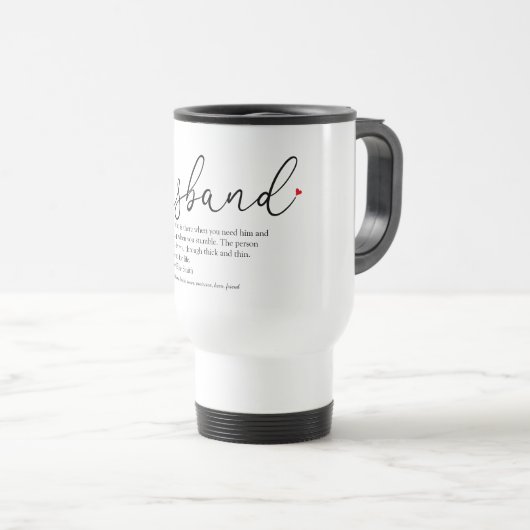 Mug De Voyage Meilleure définition de mari Élégant Script (Devant droit)