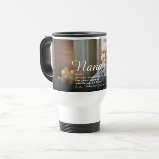Mug De Voyage Meilleure grand-mère, grand-mère Définition Script (Devant gauche)