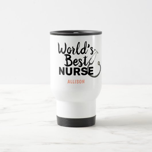 Mug De Voyage Meilleure infirmière Stethoscope rose Personnalisé (Centre)