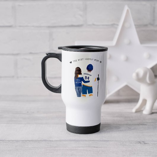Mug De Voyage Meilleure maman de hockey | Jersey de monogramme b