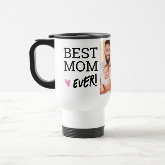 Mug De Voyage Meilleure maman Ever 3 photos personnalisables (Gauche)