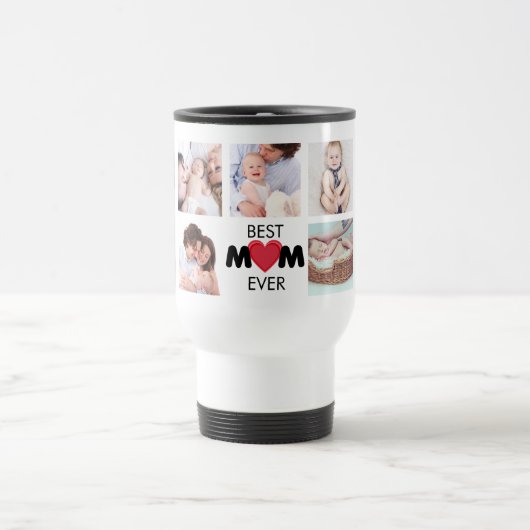 Mug De Voyage Meilleure maman Jamais Custom Photo Collage Coeur (Centre)