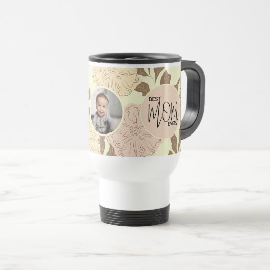 Mug De Voyage Meilleure maman Jamais Floral Motif Photo (Devant droit)