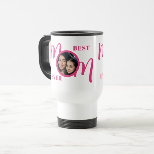 Mug De Voyage Meilleure maman jamais photo rose (Devant gauche)