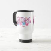 Mug De Voyage Meilleure maman jamais rose Fleurs et Papillon ble (Devant gauche)