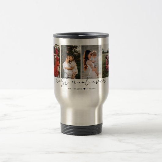 Mug De Voyage Meilleure tante Ever Script moderne 4 Photos Colla (Centre)