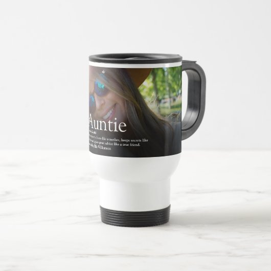 Mug De Voyage Meilleure tante jamais vue, Tante Définition Photo (Devant droit)