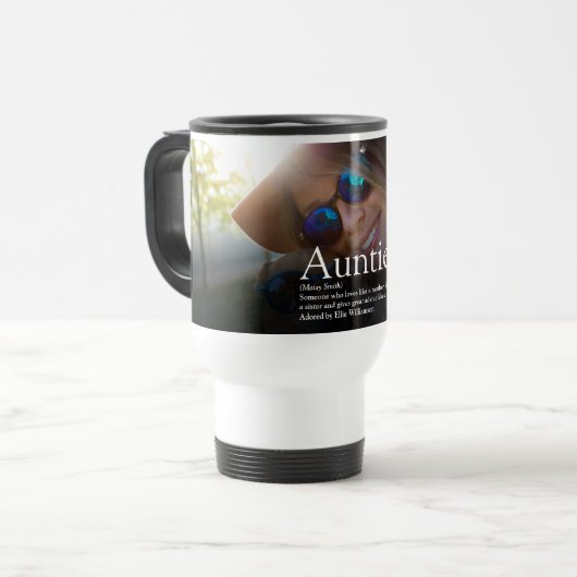 Mug De Voyage Meilleure tante jamais vue, Tante Définition Photo (Devant gauche)