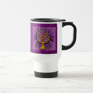 Mug De Voyage Menorah Jaune Purple Faux Parties scintillant