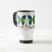 Mug De Voyage Merci Nanny Blue Green Butterfly Babysitter (Devant gauche)