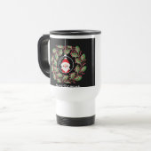 Mug De Voyage Merry Christmas – couronne de houx & Santa (Devant gauche)