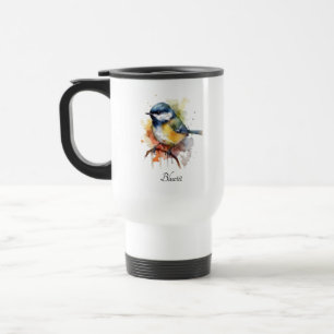 Mug De Voyage Mésange charmante sur une branche, personnalisabl