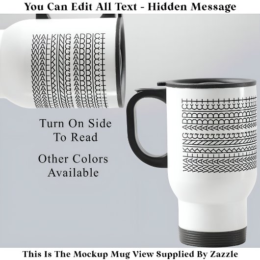 Mug De Voyage Message caché 142BW - Addict de marche inhabituel