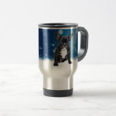 Mug De Voyage Mignonne French Bulldog Etoiles de neige Bleu Noël (Devant droit)