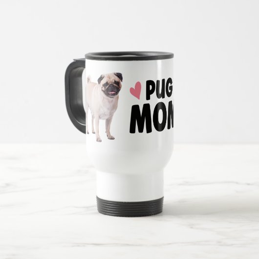 Mug De Voyage Mignonne maman Carlin Chien Chien Chien Maman (Devant gauche)