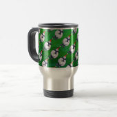 Mug De Voyage Mignonne mouton à Santa Chapeau sur vert (Devant gauche)