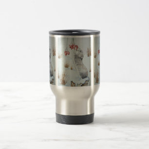 Mug De Voyage Mignonne souris mangeant des baies de neige faune