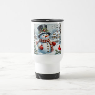 Mug De Voyage Mignonne, Vintage/Whimsical bonhomme de neige de N