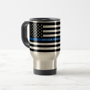 Mug De Voyage Mince Ligne Bleue Police Indicateur Monogramme Lar