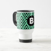 Mug De Voyage Mint Green Trendy Chevron Pattern Monogram (Devant gauche)