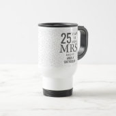 Mug De Voyage Mme Right Fun 25e anniversaire Coeurs d'argent (Devant droit)