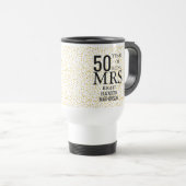 Mug De Voyage Mme Right Fun Golden Hearts 50e anniversaire (Devant droit)